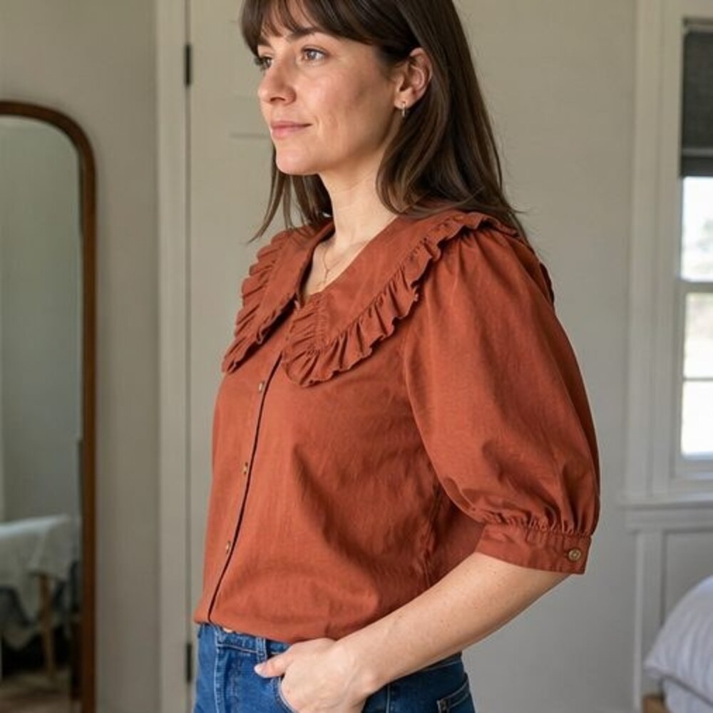 Cream Pleated Blouse - Picture 3 of 6